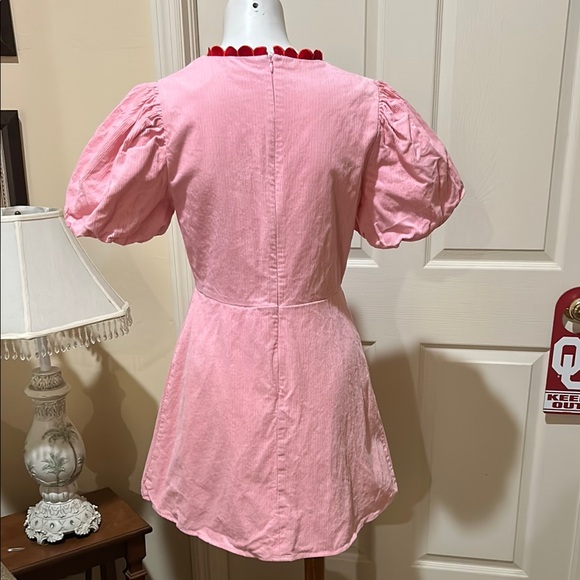 TCEC Pink Fit to Flare Mini Dress with Puff Sleeves. Size Large may run small. - Picture 9 of 15